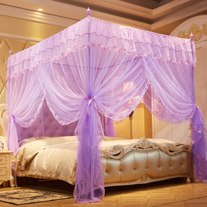 Mosquitero Plegable Tipo Tienda de Campaña con Tres Puertas, Diseño de Princesa, Soporte de Piso, Fibra de Poliéster Gruesa, para Uso Doméstico, Cama Doble - Product Image 1