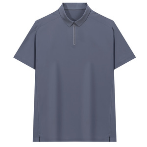 Men's Nylon Polo Shirt Black Summer Lightweight Zipper Front Workwear Corporate Uniform - Product Image 3