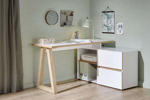 Fábrica china, venta al por mayor, escritorio de computadora de esquina con 2 cajones, mesa de escritura en forma de L de madera con almacenamiento - Product Image 2