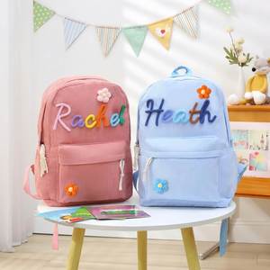 Mochila de Pana Personalizada para Niños, con Nombre Tejido en Cuerda de Algodón, Bolsillo Interior y Forro de Poliéster, para la Escuela - Product Image 2