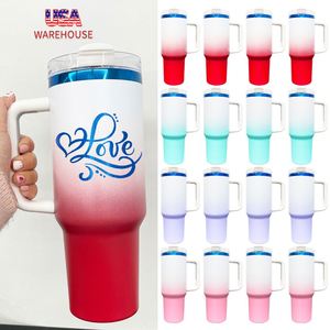 Nouveauté USA : Gobelets de voyage H2.0 de 40 oz avec dégradé de couleurs rouge et bleu, fond plaqué, pour gravure laser - Product Image 1