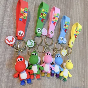 Mooie Cartoon Mario Yoshi Sleutelhanger 3d Pop Rugzak Decoratie Auto Sleutelhanger Zachte Pvc Promotionele Cadeau Sleutelhangers