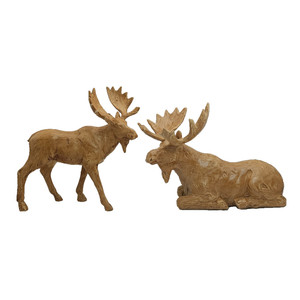 Estatua de reno con efecto tallado de madera de pie de resina con purpurina blanca con escultura de alce de poliresina figurita decoración de Navidad - Product Image 4