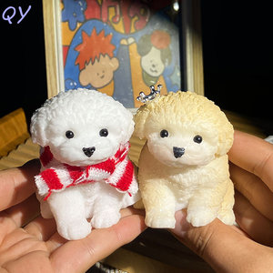 QY Wholesale Teddy Bear Poodle Small Dog Squeeze Toy Handmade Stick Stress Relief Squishy Toy - Product Image 2