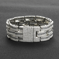 Modische 25mm Baguette CZ Punk Uhrenketten-Armband Vergoldet mit Schnappverschluss Hip-Hop Schmuck