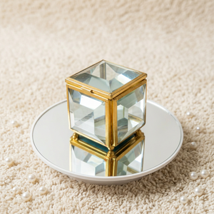 Wholesale Brass and Beveled Glass Jewelry Organizer Storage Box for Women Earring and Rings - Product Image 1