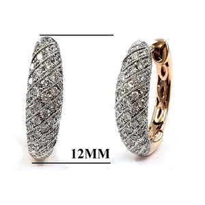 Boucles d'oreilles créoles Huggie en or blanc massif 18 carats avec diamants naturels VS certifiés, pavé, sur mesure, fabrication directe, pour mariée - Product Image 4