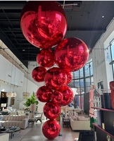Décoration boule à miroir gonflable ballon miroir sphère miroir géant pour la fête boule rouge scellée grande boule brillante couleur rouge