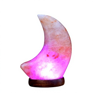 Lámpara de Sal Rosa Tallada en Forma de Luna 20245, Sal Rosa Natural del Himalaya, Estilo Amoroso, Mayorista Pakistaní de Sal Natural Tallada - Product Image 1