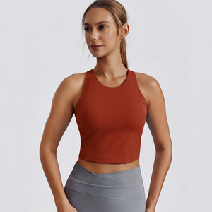 Top Deportivo Corto para Mujer, Estilo Racerback, Transpirable, de Secado Rápido, Sin Costuras, para Yoga y Entrenamiento - Product Image 4