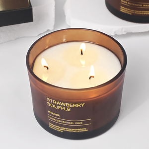 FIVEFIRE Candela Profumata in Cera di Soia 100% Organica con 3 Stoppini, Vaso in Vetro Marrone Effetto Cemento, Coperchio in Metallo, Etichetta Privata, Lusso, Regalo, Vendita all'Ingrosso - Product Image 4