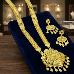 Collares largos de latón chapado en oro de 14K, 18K, 24K al por mayor, con incrustaciones de piedras AD, conjunto de joyería tradicional AD, collares de moda. - Product Image 3