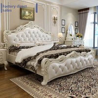 Neues Europäisches Lederdoppelbett mit Holzrahmen und Box-Struktur Stauraum Weiß 1500x2000mm/1800x2000mm