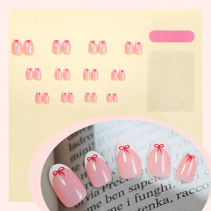 24 <span class=keywords><strong>Uñas</strong></span> Acrílicas con Punta Francesa, Recubrimiento de Gel UV, Diseño Ovalado Corto Ecológico para el Día de San Valentín, Material ABS - Product Image 4