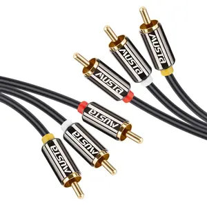 High Quality copper wire 24k Gold Plated audio & video cables MALE-MALE plug 3rca cable jack av 3rca to 3rca cable 1.5m