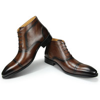 Bottes romaines en cuir véritable pour hommes, bottines à lacets, fabriquées à la main, de luxe, décontractées, de haute qualité, pour affaires, hiver, automne
