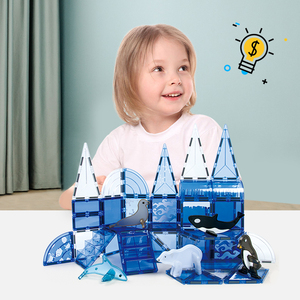 Piastrelle magnetiche Set di blocchi di costruzione per ragazzi ragazze in età prescolare educativo magneti stelo impilabile giocattoli - Product Image 3