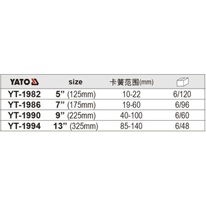 Pince à circlips à bec droit Yato 6 pouces en acier au chrome-vanadium de qualité industrielle pour circlips externes - Product Image 4