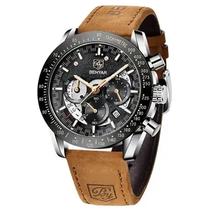 Relojes Benyar 5120 para Hombre, Nuevo Reloj de Pulsera de Cuarzo con Correa de Cuero y Acero Inoxidable, Estilo Casual y de Negocios, Modelo 5120 - Product Image 4