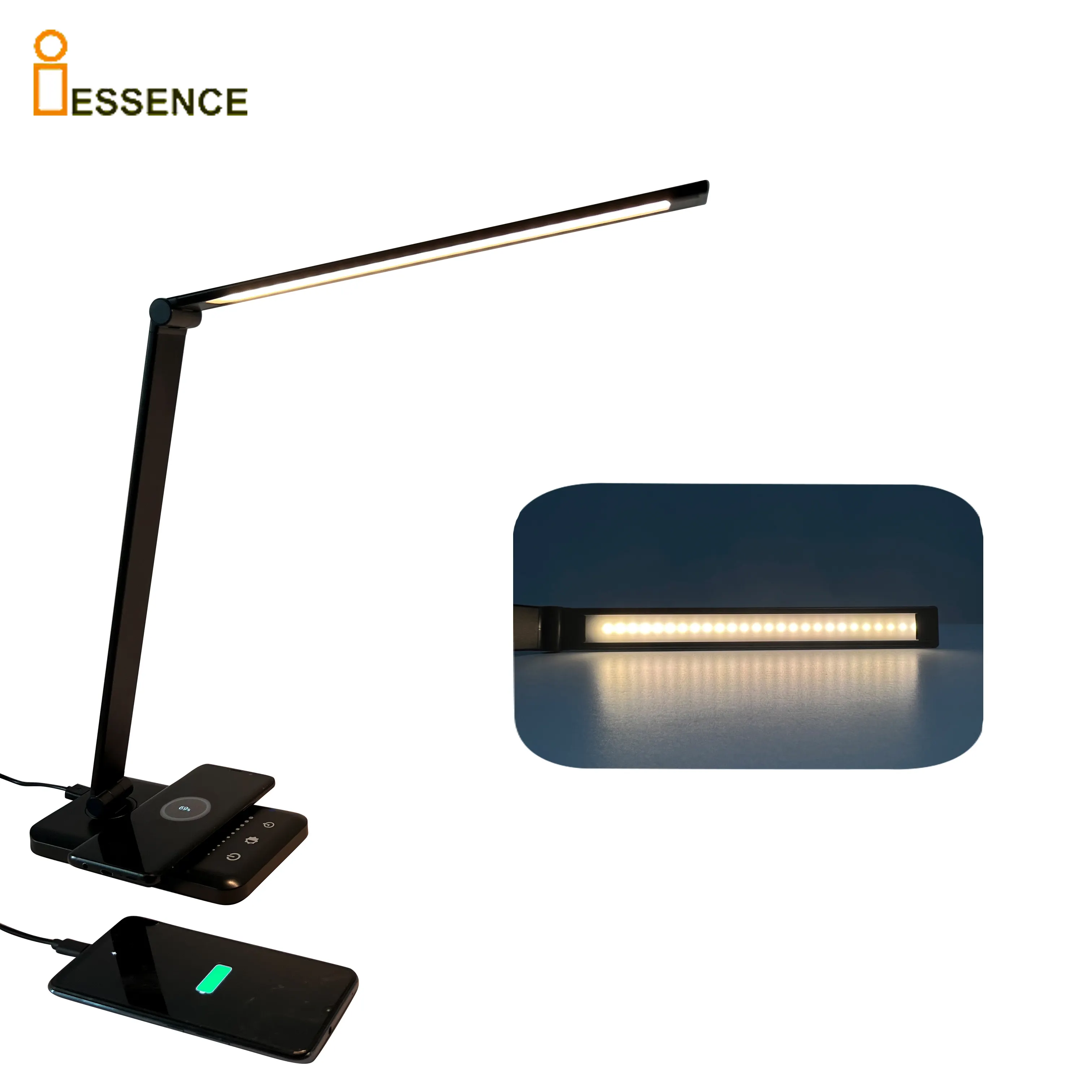 Dimming & Color Changing Modern Table Lamp Rechargeable Study Reading Table Lamp With Wireless Charging & Timer