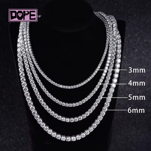 4mm 5mm en stock Moissanite Tennis Chain Pass Diamond Tester 925 Sterling Silver Iced Out Tennis Chain - Product Image 3