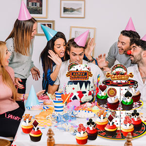 Huancai <span class=keywords><strong>Casino</strong></span> Party Cake Stand Poker 3 Tier Cupcake Stand Dessert Tour Décorations pour Enfants Anniversaire Las Vegas Party Supplies - Product Image 6