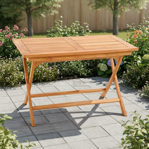 Table à manger pliante moderne Lumina ajoute une élégance intemporelle aux patios avec un design pratique en teck pour des rassemblements en plein air mémorables - Product Image 3