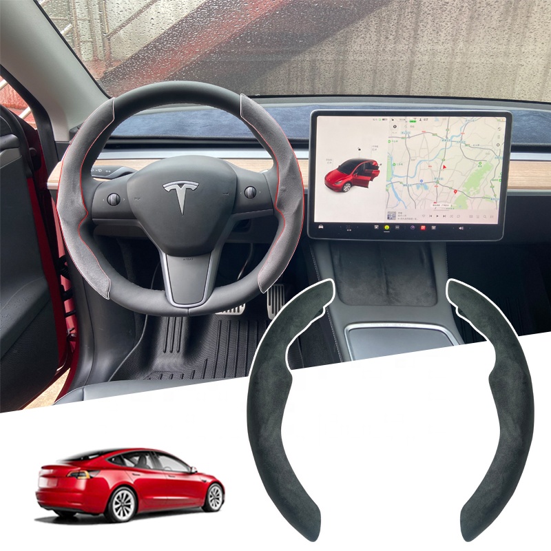 Новинка 2022, чехол на рулевое колесо автомобиля Tesla Model 3/Y, наклейка на отделку рулевого колеса автомобиля, оболочка рулевого колеса, автомобильные аксессуары