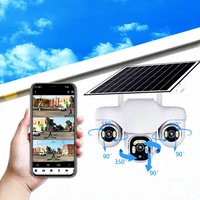 Solarbetriebene 4G LTE WLAN-Sicherheitskamera Zwei-Wege-Audio IP66 Wasserdicht KI-Bewegungsverfolgung Cloud-Speicher 3 Linsen V380 PRO