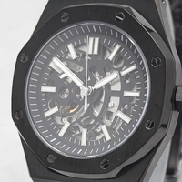 Orologio Automatico Mod 41mm con Quadrante Scheletrato Nero Effetto Ombra Interna e Luminescenza Verde, Compatibile con Movimento NH70, MOQ 1