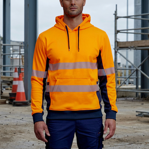 Hi Vis Breathable Cotton Plus Size Hoodie Men Custom Made Workwear Road Safety <b>Work</b> Uniform Hooded <b>Jumper</b> Reflective - Product Image 3