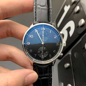 2025 Montre mécanique haut de gamme pour homme avec aiguille bleue et bracelet en cuir, fonction chronographe simple - Product Image 3