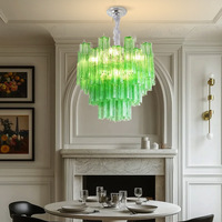 Lustre LED en fer forgé chromé et verre, style Murano d'inspiration vintage, fabriqué à la main, pour salon, salle à manger, chambre principale