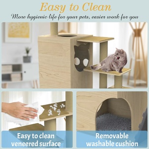Lussuoso Tiragraffi per <span class=keywords><strong>Gatti</strong></span> Grande in Legno, Albero per <span class=keywords><strong>Gatti</strong></span> da Interno Moderno con Pali Tiragraffi in Sisal - Product Image 3