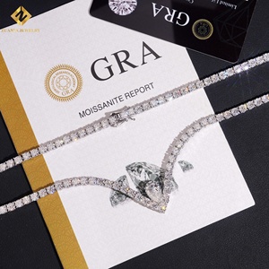 New Design V Shape 4mm Tennnis Necklace <b>Iced</b> Out S925 Silver VVS1 Moissanite Tennis <b>Chain</b> Necklace For Women - Product Image 6