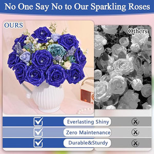Têtes de fleurs artificielles en soie, taille Honor, à paillettes, modernes, éternelles, avec poudre dorée et cristaux, multicolores, pour mariage et <span class=keywords><strong>d</strong></span>écoration intérieure, vente en gros directe usine - Product Image 3