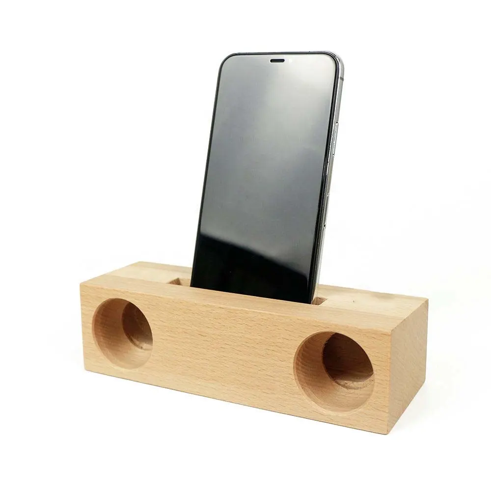 Winning Product 2023 Wood Product Wholesale Wooden Speaker Phone Holder Loudspeaker Bamboo Wireless Display+Racks Bucket