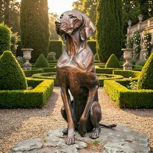Escultura de bronce artesanal fundido por la técnica de la cera perdida de un <span class=keywords><strong>Vizsla</strong></span> - Postura de caza totalmente realista y patina artística, escultura de bronce - Product Image 1