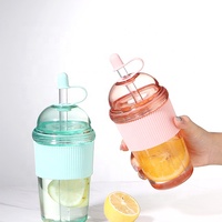 Gobelet à café glacé et jus en plastique transparent à paroi simple de 14 mm, sans BPA, écologique, recyclable, anti-fuite, design classique, avec bec verseur