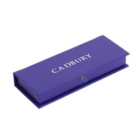 Boîte cadeau rigide de luxe personnalisée de couleur violette avec fermeture magnétique et insert en mousse noire pour porte-clés, bijoux et cadeaux promotionnels