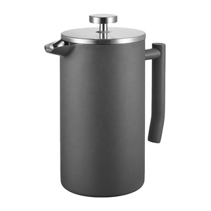 Cafetera Francesa de Acero Inoxidable 304 de Doble Pared, Diseño Clásico, Portátil, con Recubrimiento Gris, Cuerpo Metálico, Pintura Personalizada, Venta al Por Mayor - Product Image 1