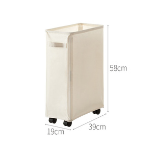 Cesto <span class=keywords><strong>Portabiancheria</strong></span> Alto e Stretto da 70L, 27.5 Pollici, Beige, con Ruote, Pieghevole e <span class=keywords><strong>Salvaspazio</strong></span> - Product Image 6