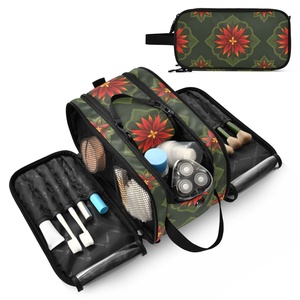 New Arrival Custom Dark Green Floral Durable Fashion Quilted Portable Large Capacity Zipper <b>Makeup</b> <b>Case</b> & Cosmetic Bag for Women - Product Image 6