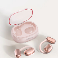 MINISO X39 TWS earphone dan Headphone HiFi Stereo nirkabel dengan BT 5.4 Noise Cancelling & Fashion transparan gaya untuk Olahraga
