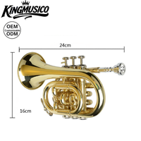 Bb Pocket Trumpet Mini Brass Instrument | Compact Palm Trumpet for Practice, Travel & Beginner Players