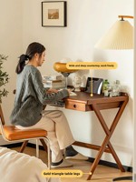 Bureau d'ordinateur en bois massif de style mi-siècle, en noyer vintage, rectangulaire, poste de travail de bureau, table de chevet pour chambre à coucher, table de maquillage, bureau à usage domestique