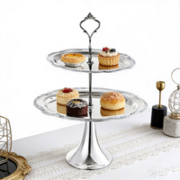 Plateau à fruits double couche en métal de style européen, vintage, luxe léger, rétro, décoration d'intérieur, support à gâteaux pour le thé de l'après-midi