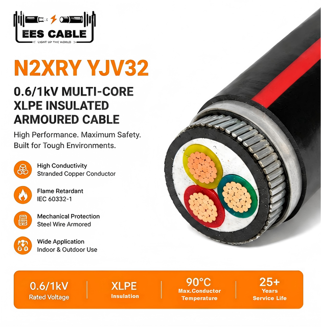 N2XRY YJV32 Swa Steel Armoured XLPE Power Cable Class 2 3G120mm2 with Earth 600/1000V EESCABLE IEC60502-1