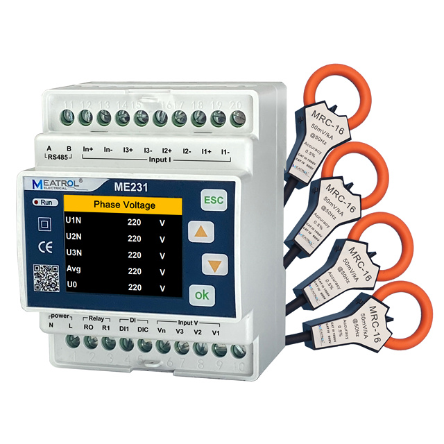 Remote Energy Consumption Smart IoT Meter ME231 3 Phase Amp Volt kwh Power Energy RS485 Power Meter