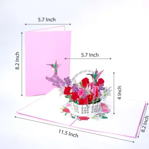 Goedkope Hoge Kwaliteit Pop-Up Cardlily Boeket 3d Happy Birthday Card Maken Een Souvenir Cadeau Fabrikant Vietnam